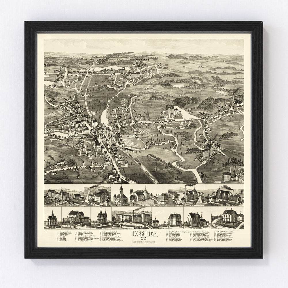 Uxbridge Vintage Map 1880