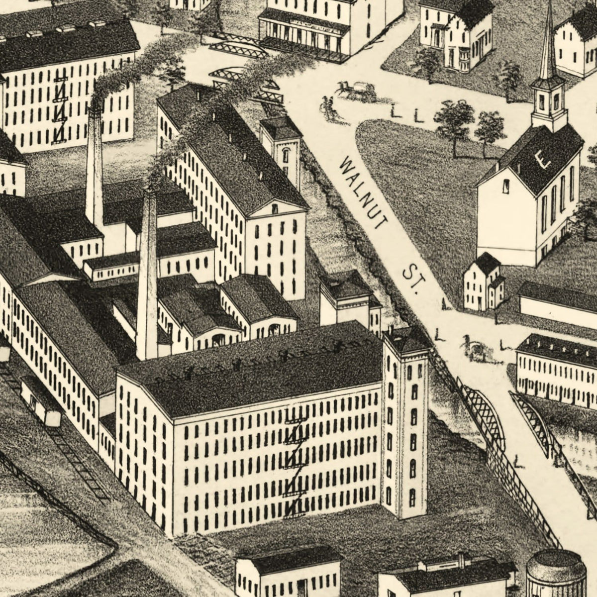 Restored historic details from the 1879 city map of Maynard, Massachusetts