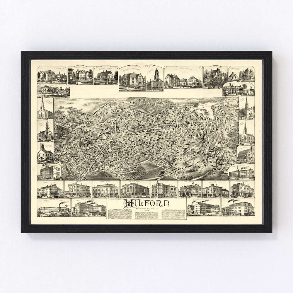 Milford Vintage Map 1888