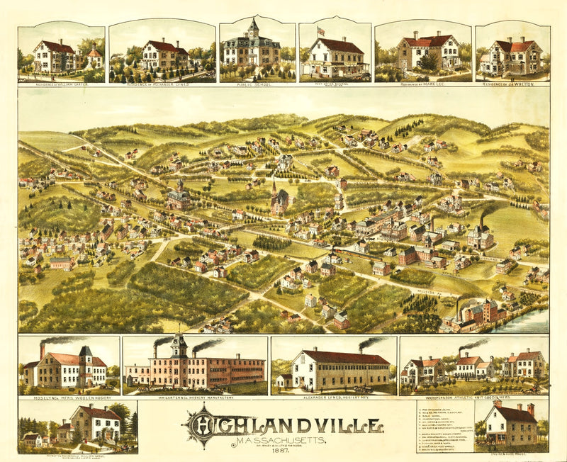 Size comparison using Vintage Map of Highlandville, Massachusetts 1887