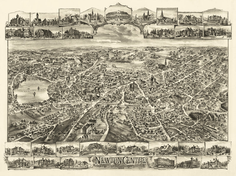 Size comparison using Vintage Map of Newton Centre, Massachusetts 1897