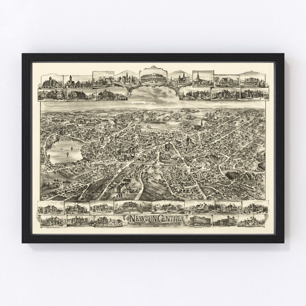 Newton Centre Vintage Map 1897