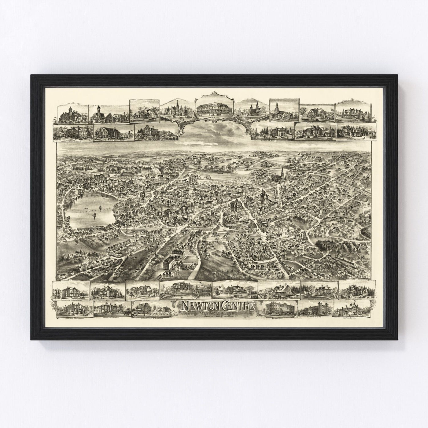 Newton Centre Vintage Map 1897