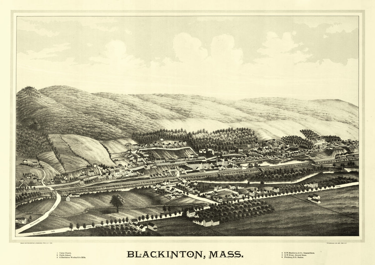 Preview of Vintage Map of Blackinton, Massachusetts 1889