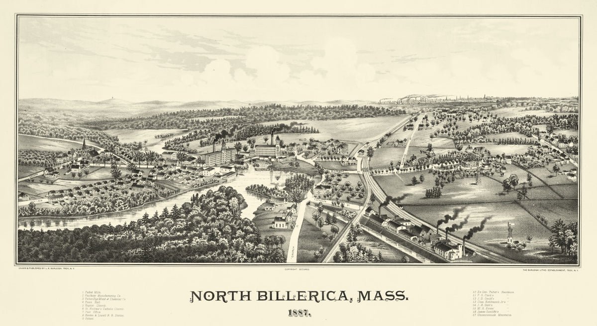 Preview of Vintage Map of North Billerica, Massachusetts 1887