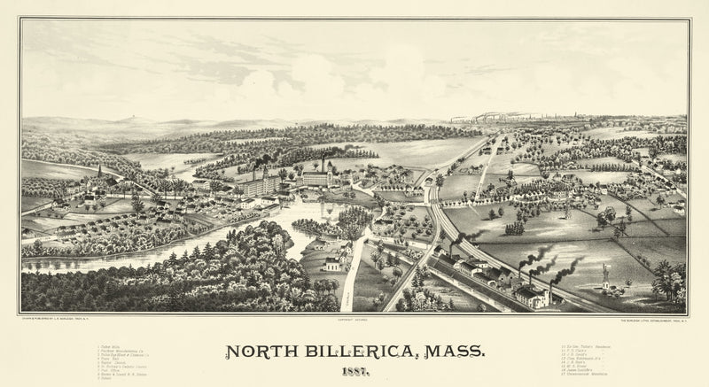 Size comparison using Vintage Map of North Billerica, Massachusetts 1887