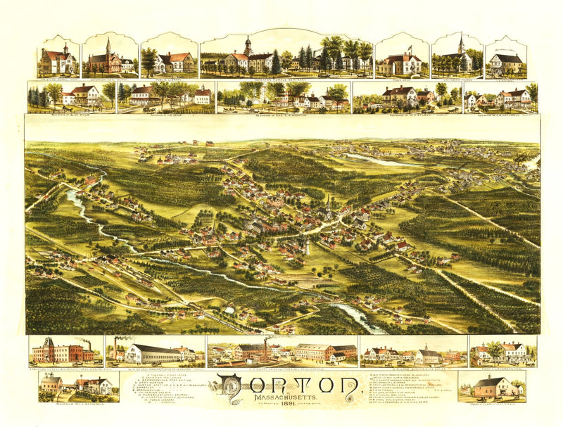 Size comparison using Vintage Map of Norton, Massachusetts 1891