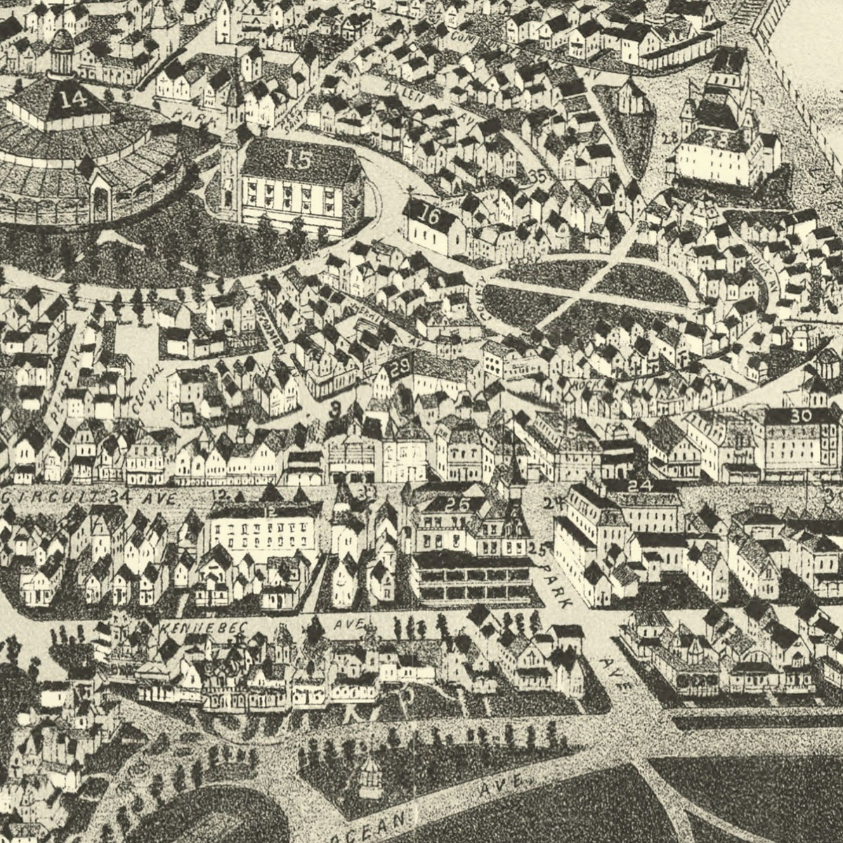 Restored historic details from the 1890 city map of Cottage City, Massachusetts