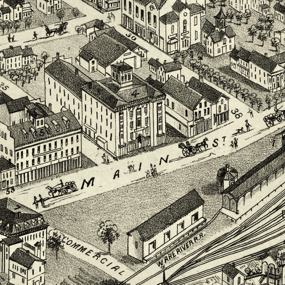 Restored historic details from the 1879 city map of Palmer, Massachusetts