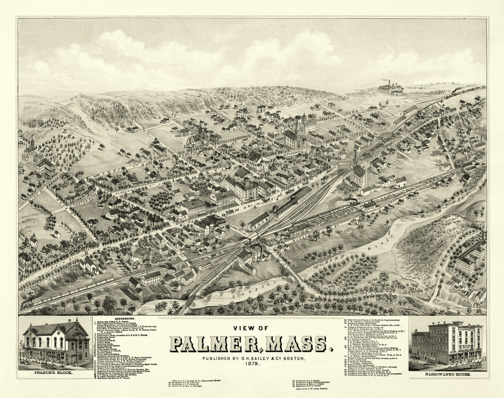 Vintage Map of Palmer, Massachusetts 1879 print style example