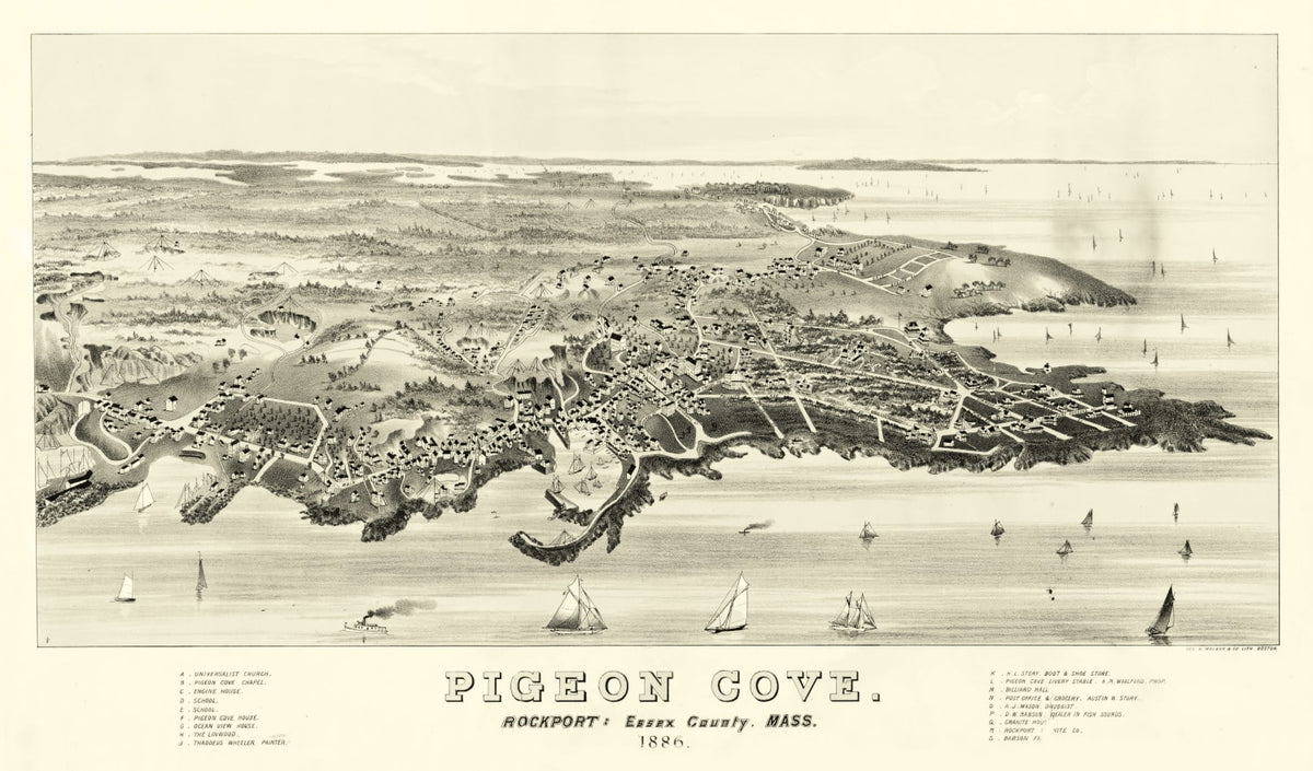 Preview of Vintage Map of Pigeon Cove, Massachusetts 1886