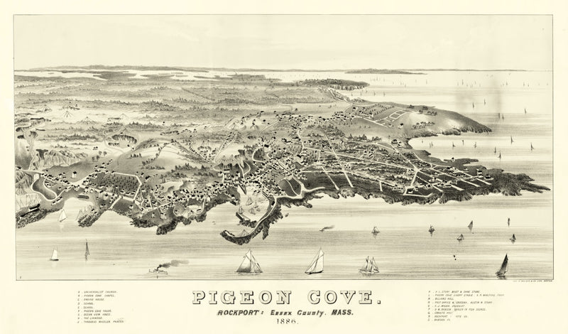 Size comparison using Vintage Map of Pigeon Cove, Massachusetts 1886