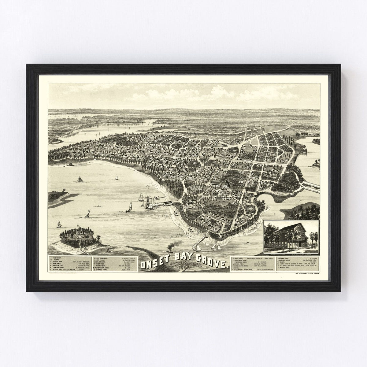 Onset Bay Grove Vintage Map 1885
