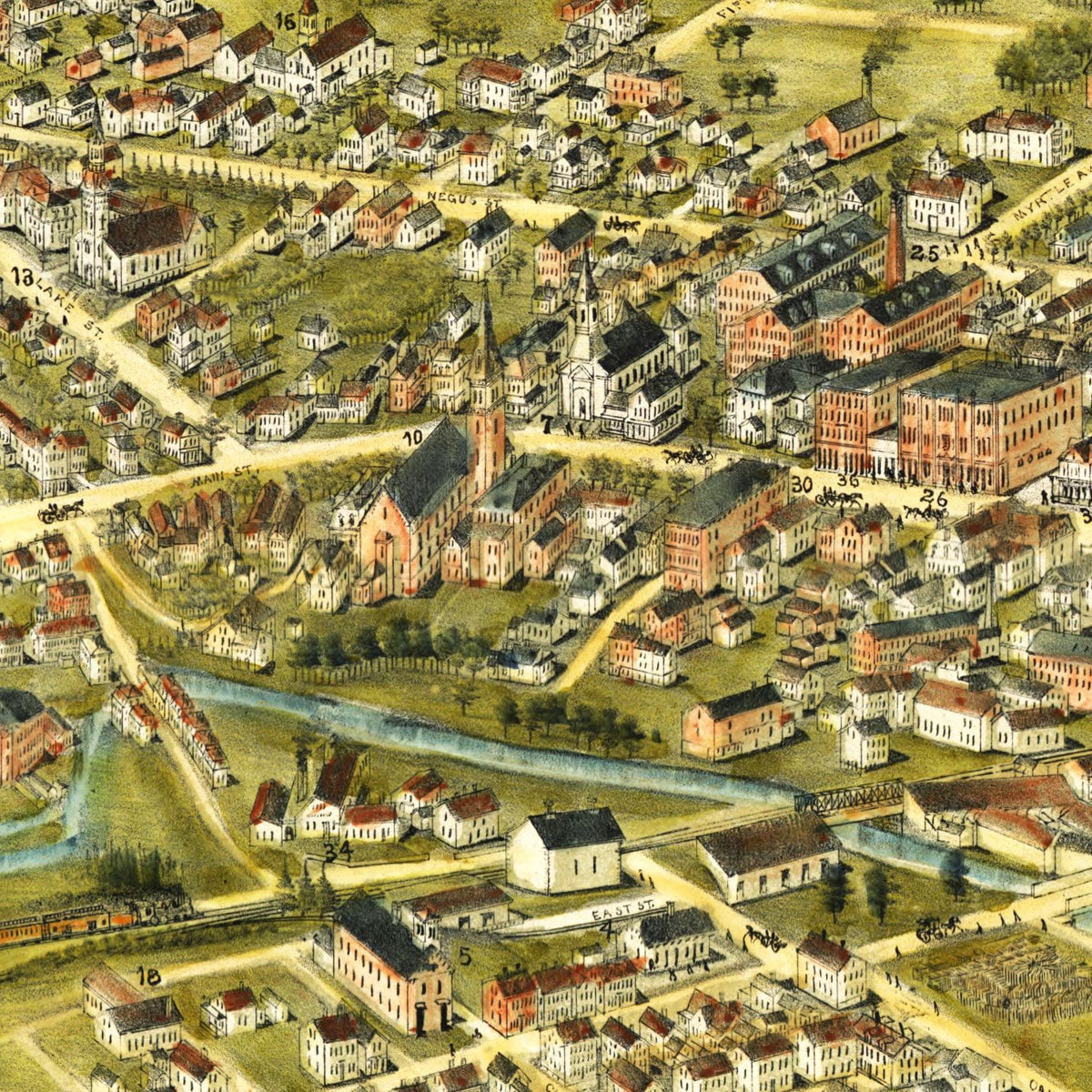 Restored historic details from the 1892 city map of Webster, Massachusetts