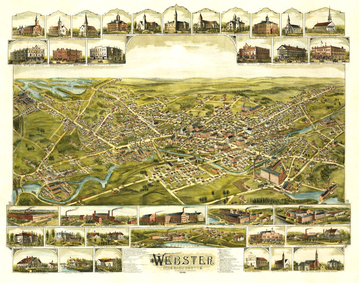 Preview of Vintage Map of Webster, Massachusetts 1892