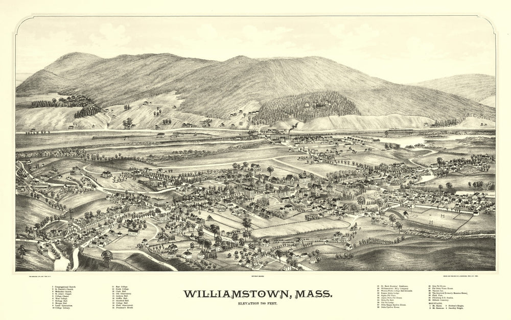 Vintage Map of Williamstown, Massachusetts 1898 print style example