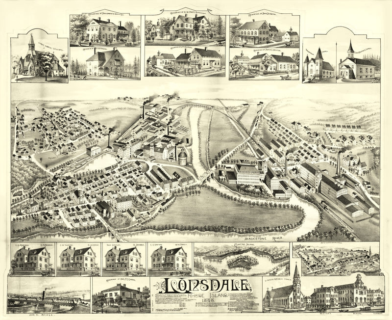 Size comparison using Vintage Map of Lonsdale, Rhode Island 1888