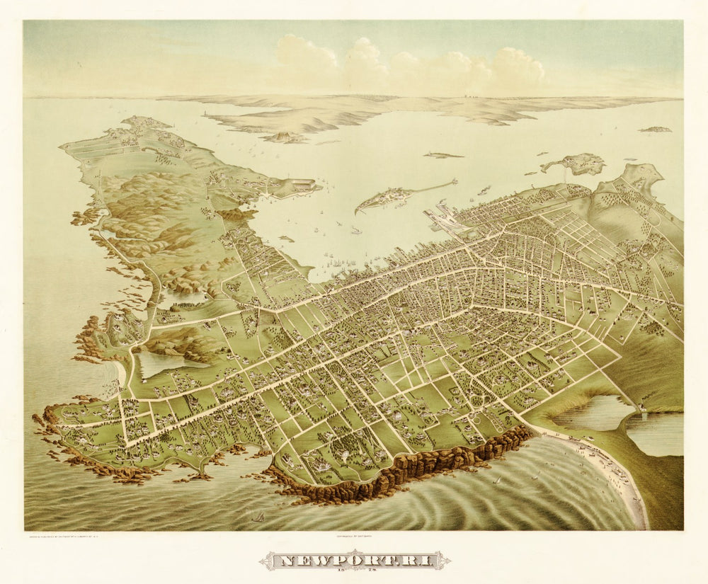 Vintage Map of Newport, Rhode Island 1878 print style example