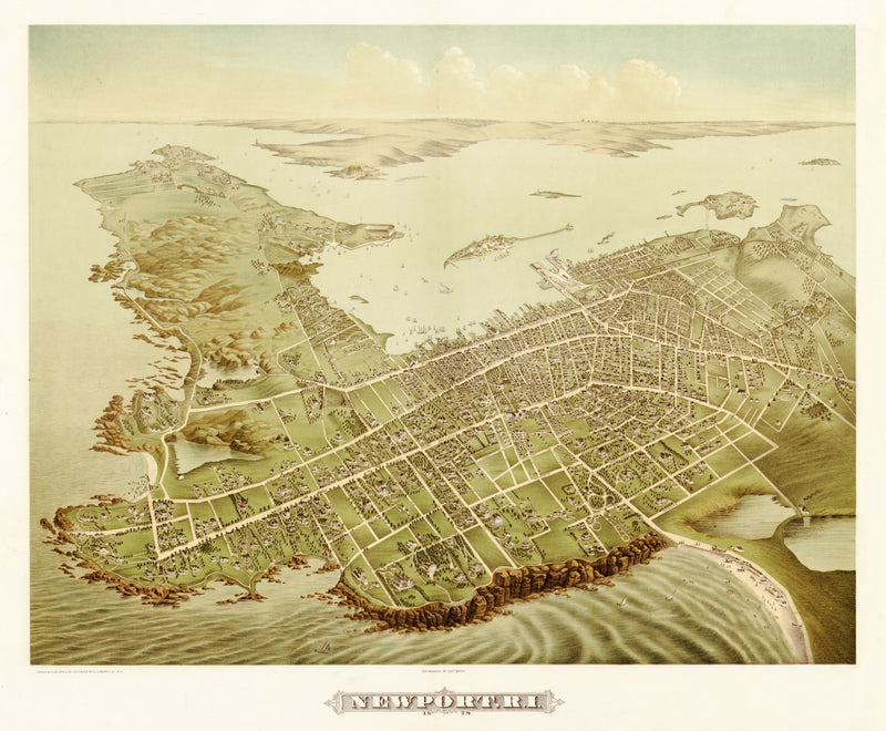 Size comparison using Vintage Map of Newport, Rhode Island 1878