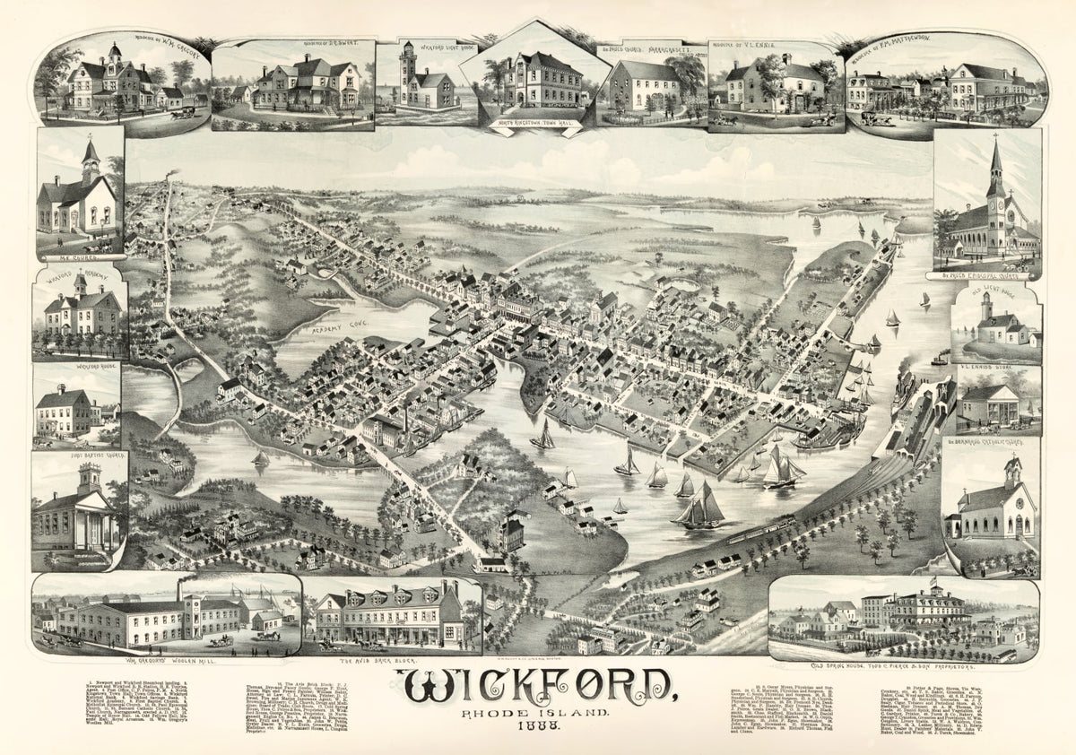 Preview of Vintage Map of Wickford, Rhode Island 1888