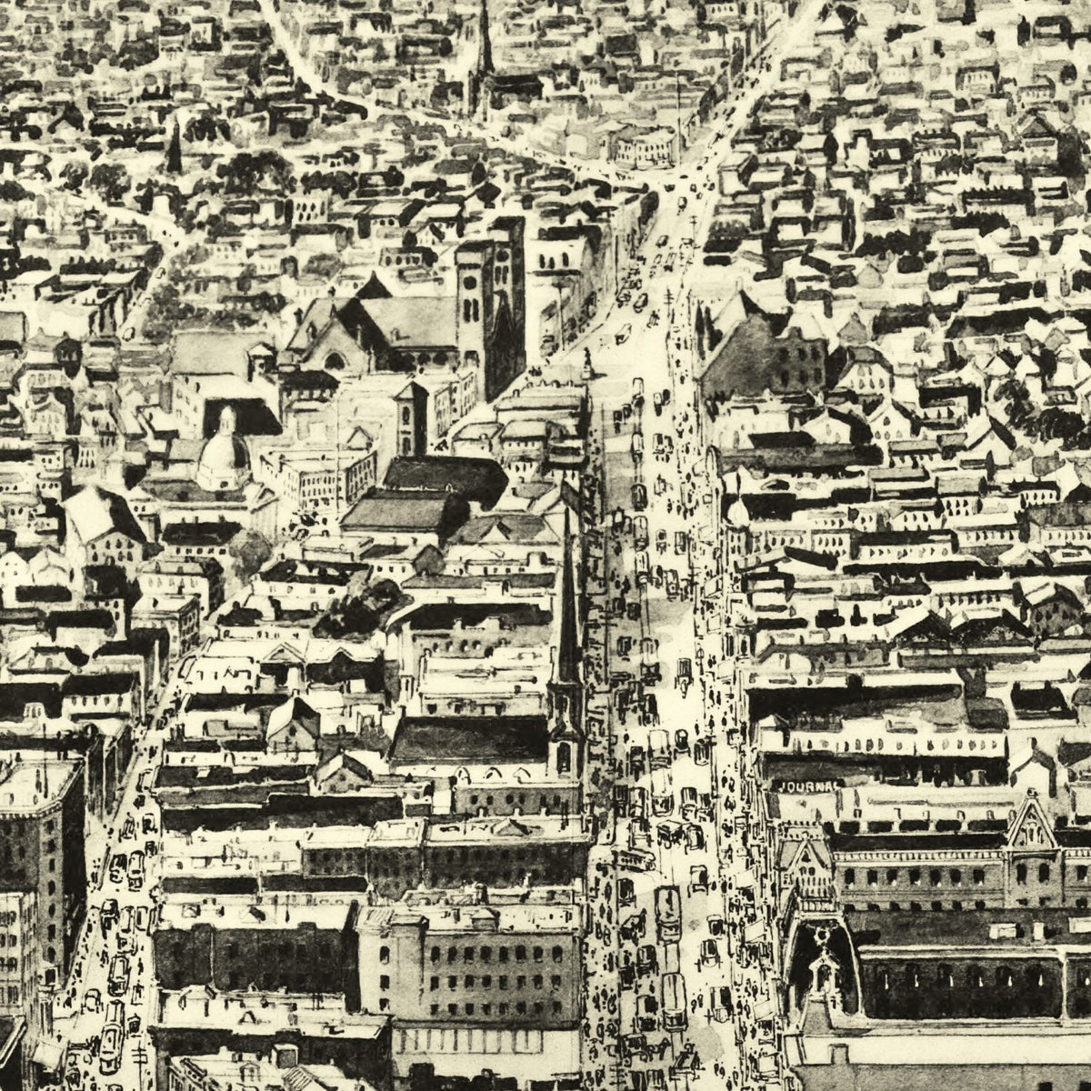 Restored historic details from the 1895 city map of Providence, Rhode Island