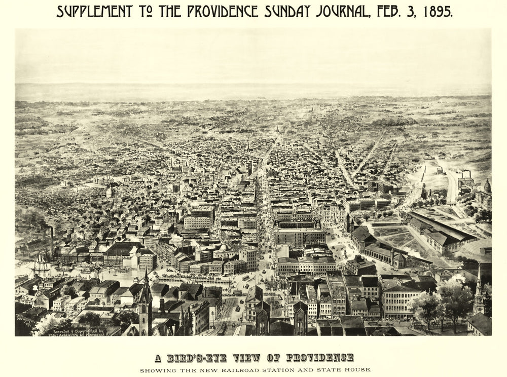 Vintage Map of Providence, Rhode Island 1895 print style example