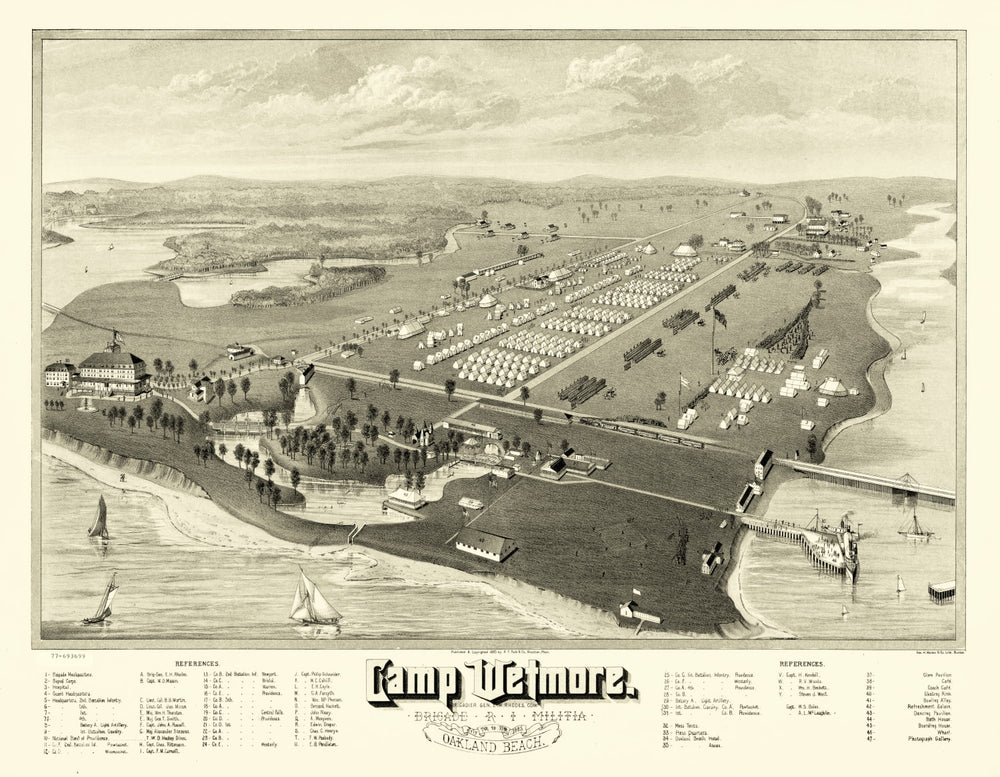 Vintage Map of Camp Wetmore, Rhode Island 1885 print style example
