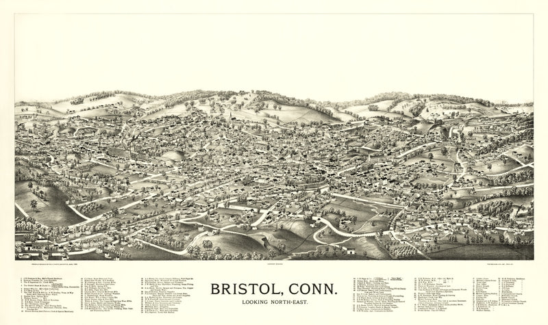 Size comparison using Vintage Map of Bristol, Connecticut 1889