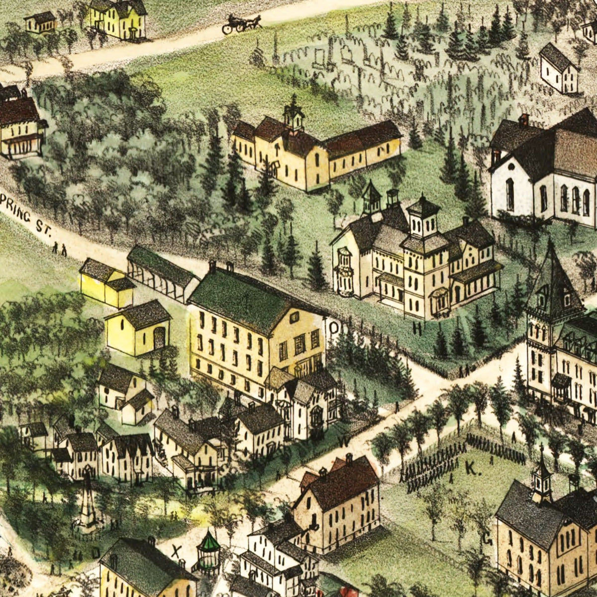 Restored historic details from the 1882 city map of Cheshire, Connecticut
