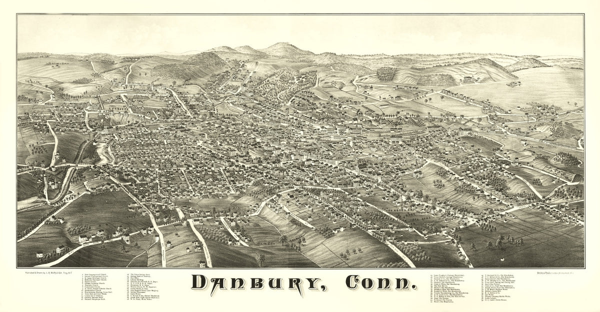 Preview of Vintage Map of Danbury, Connecticut 1884