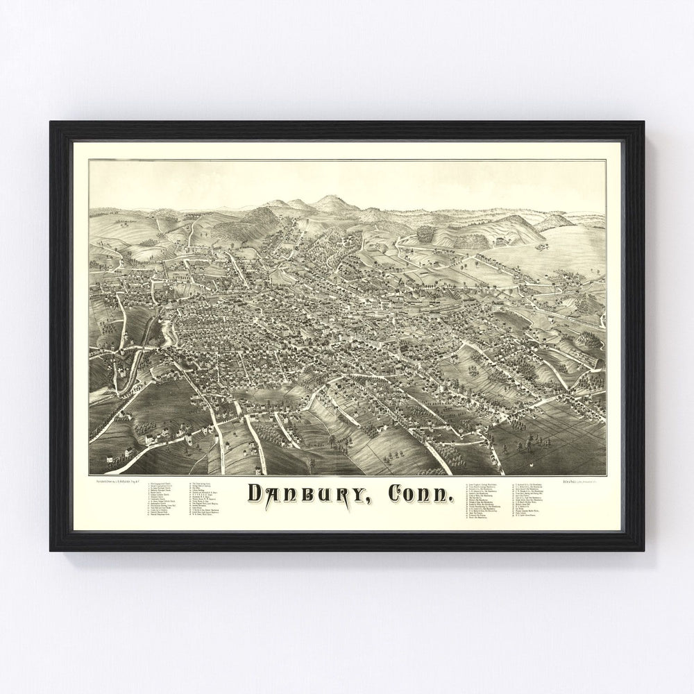 Danbury Vintage Map 1884