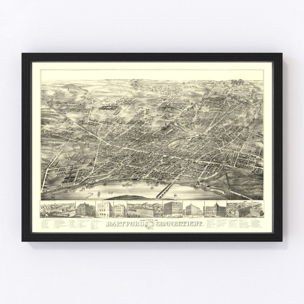 Hartford Vintage Map 1877