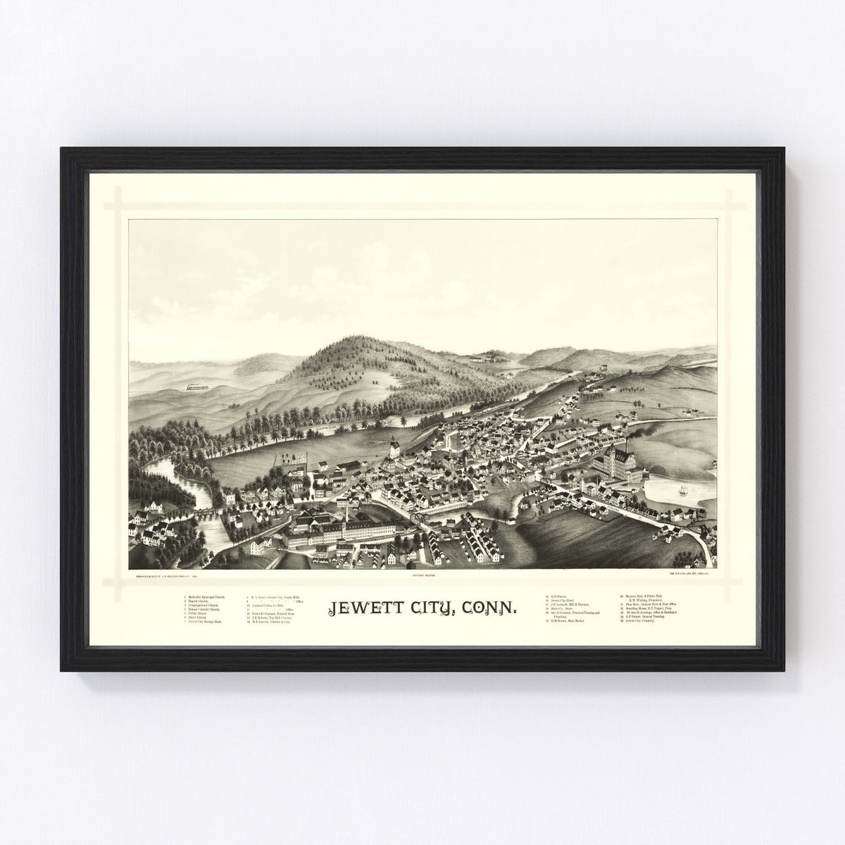 Jewett City Vintage Map 1889