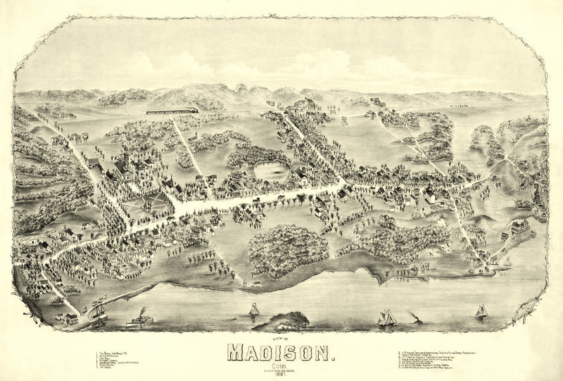 Size comparison using Vintage Map of Madison, Connecticut 1881