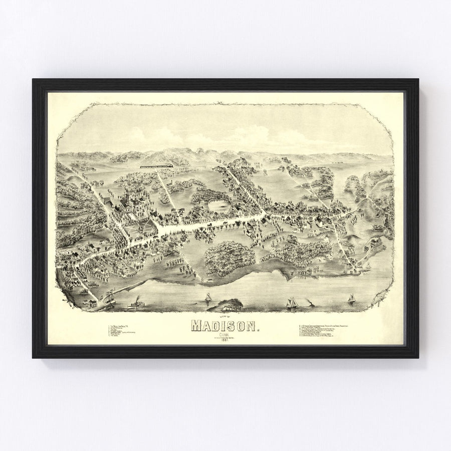 Vintage Map of Madison, Connecticut 1881