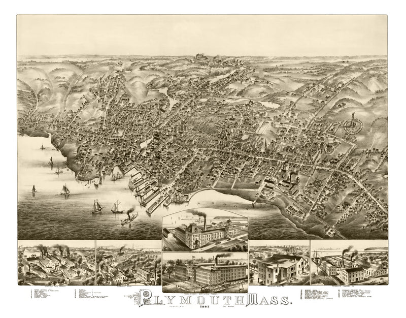 Size comparison using Vintage Map of Plymouth, Massachusetts 1882