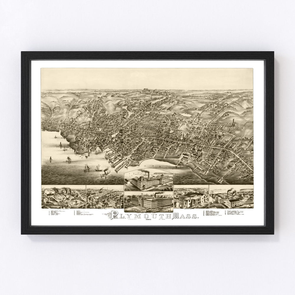 Plymouth Vintage Map 1882