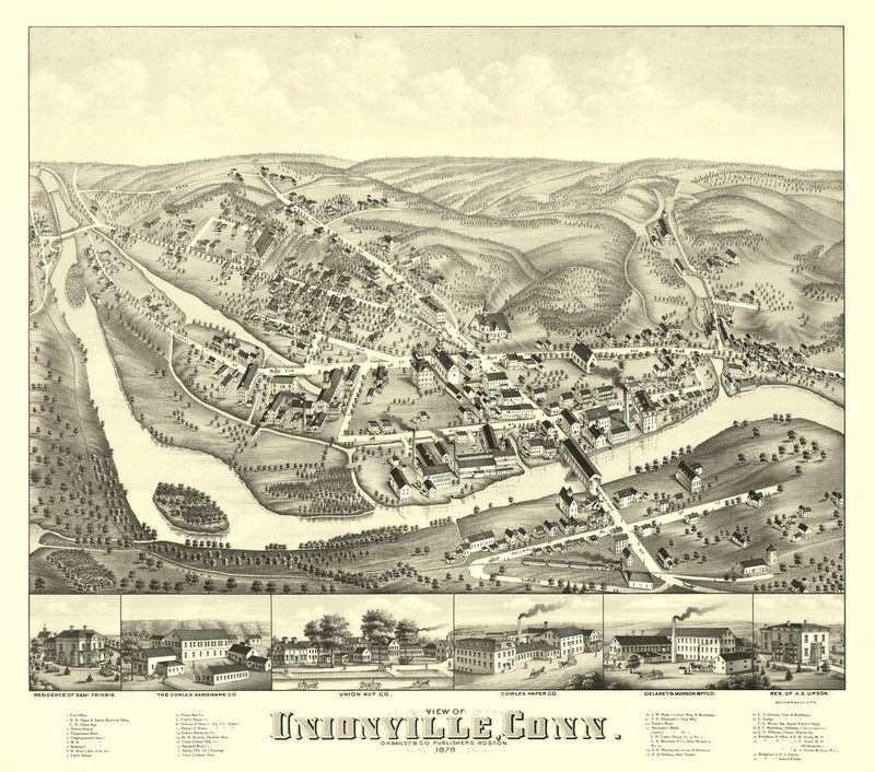 Size comparison using Vintage Map of Unionville, Connecticut 1878