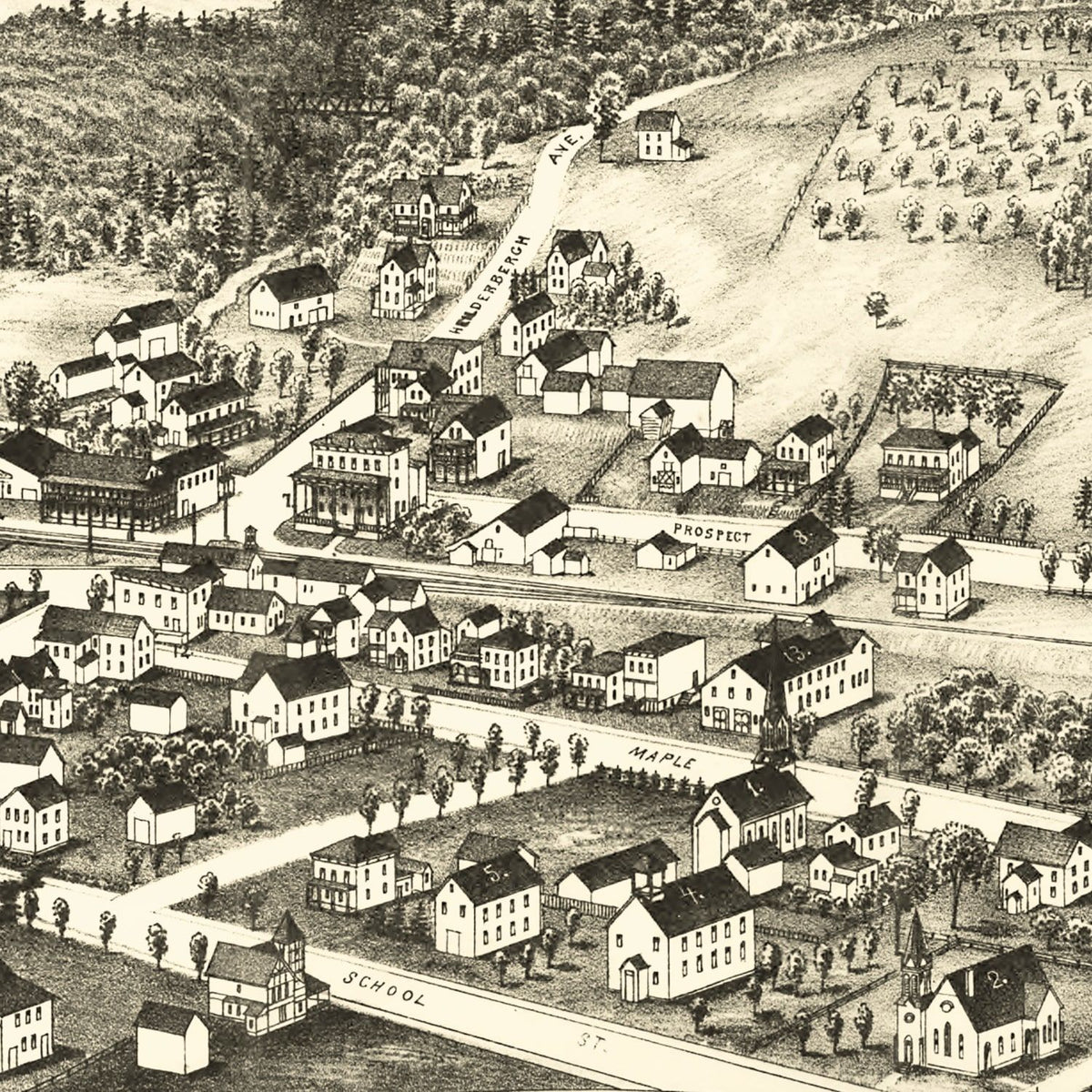 Restored historic details from the 1890 city map of Altamont, New York
