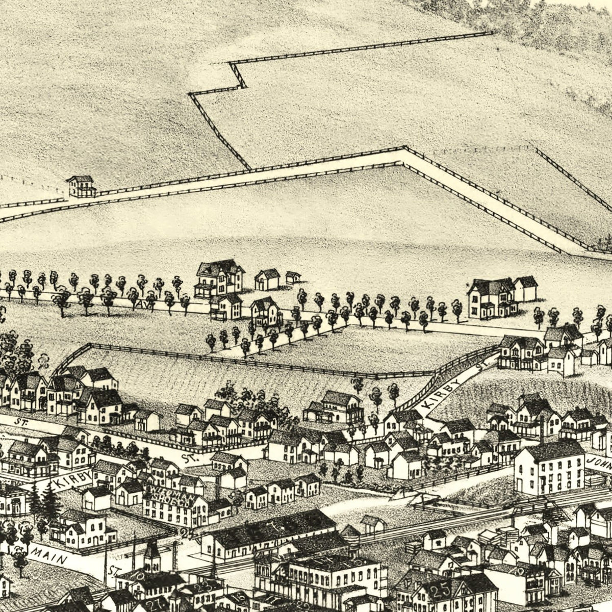 Restored historic details from the 1889 city map of Bainbridge, New York