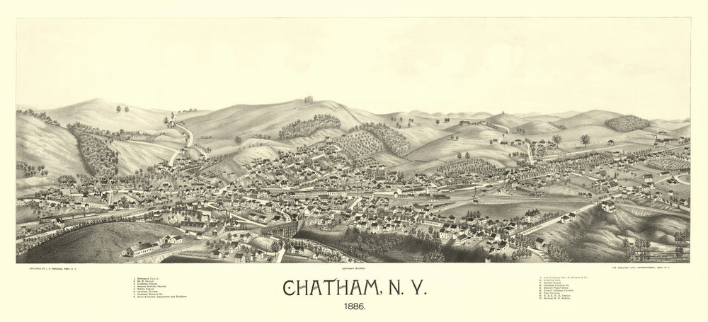 Vintage Map of Chatham, New York 1886 print style example