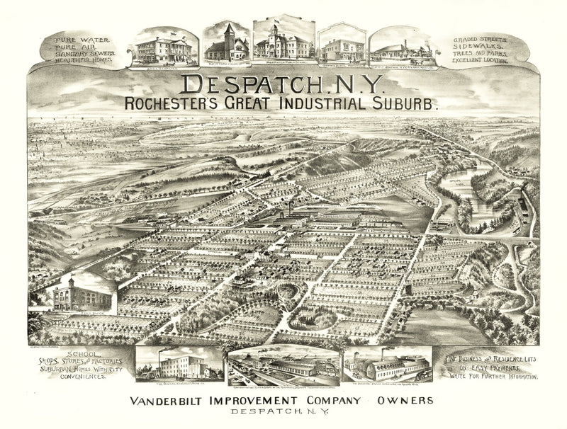 Size comparison using Vintage Map of Despatch, New York 1890