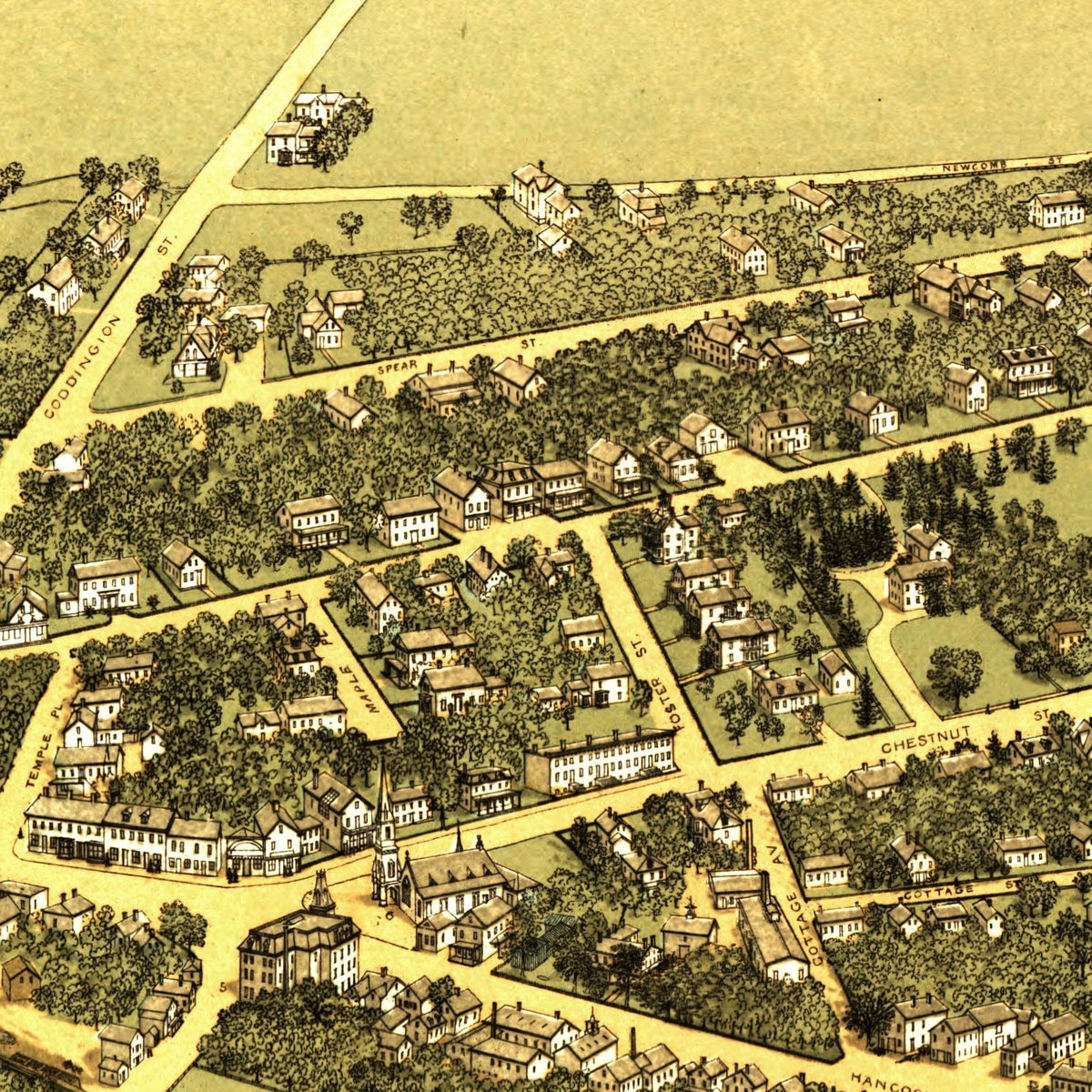 Restored historic details from the 1878 city map of Quincy, Massachusetts