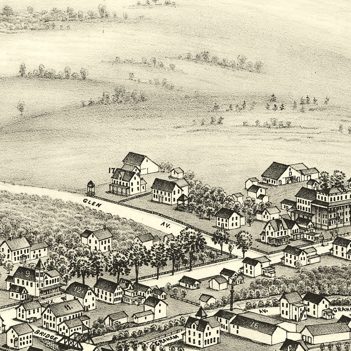 Restored historic details from the 1890 city map of Hunter, New York