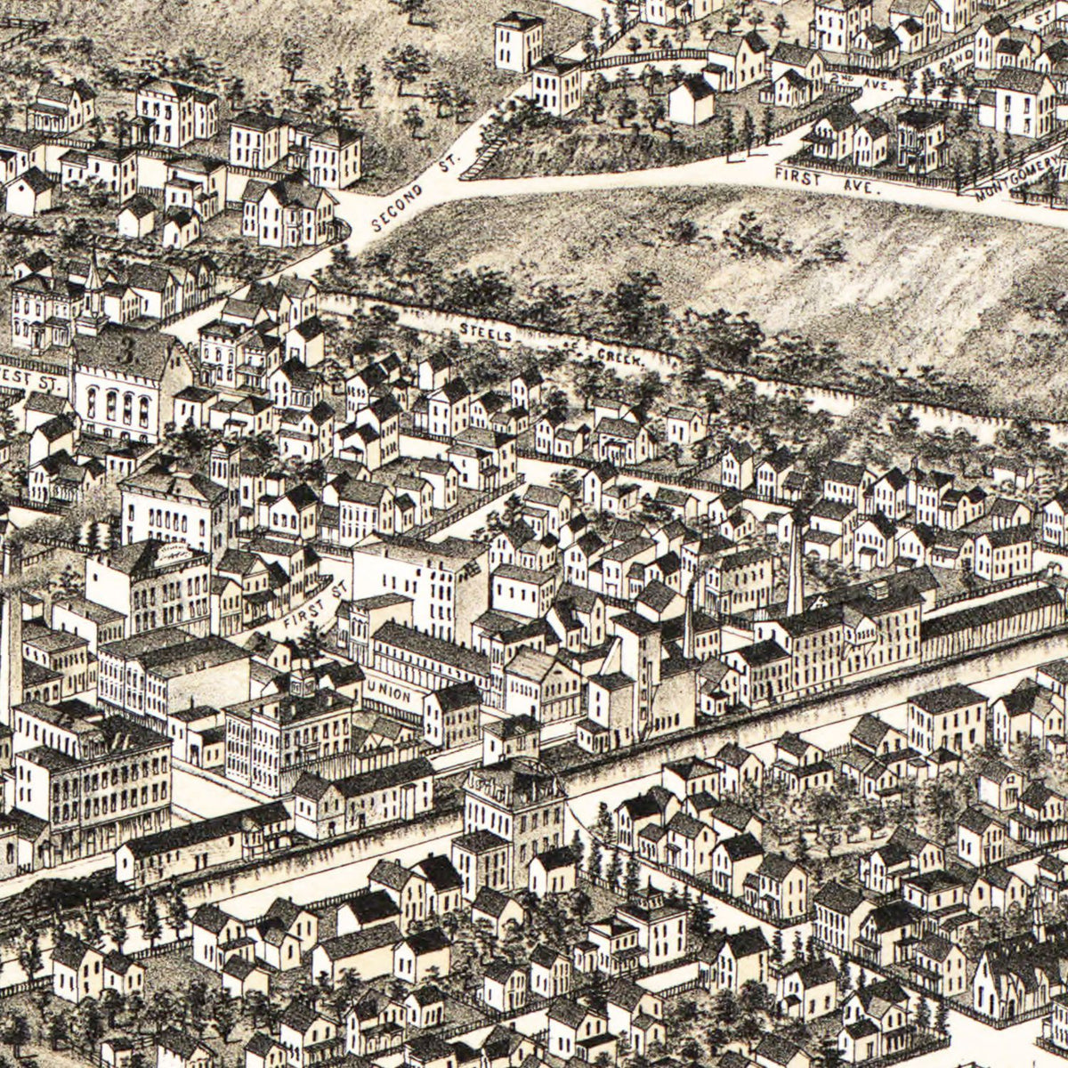 Restored historic details from the 1881 city map of Ilion, New York