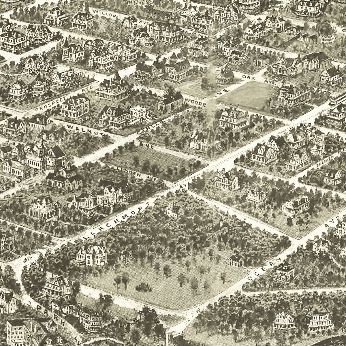 Restored historic details from the 1904 city map of Larchmont, New York