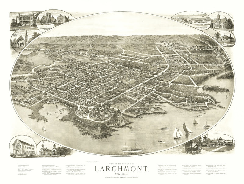 Size comparison using Vintage Map of Larchmont, New York 1904