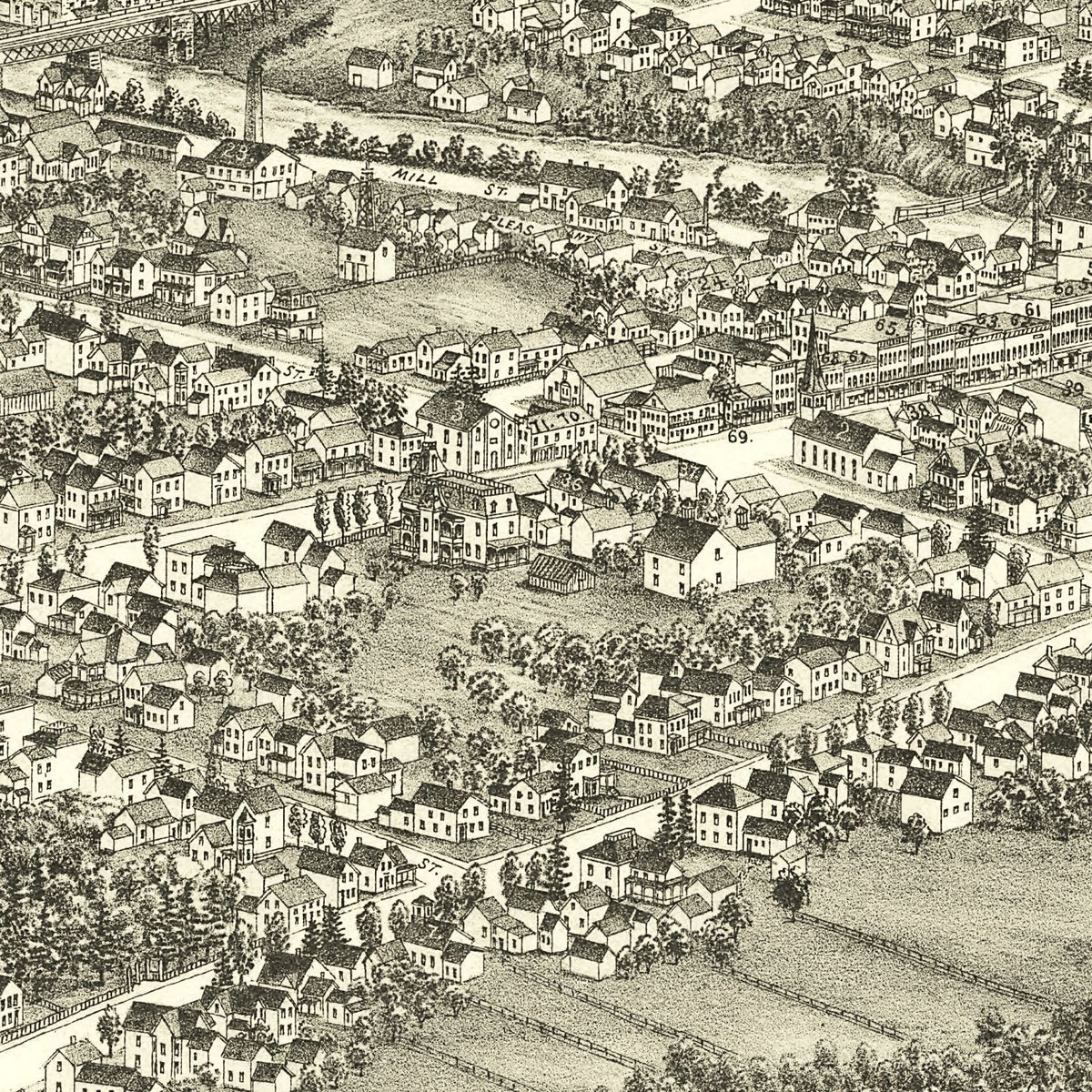 Restored historic details from the 1892 city map of Le Roy, New York