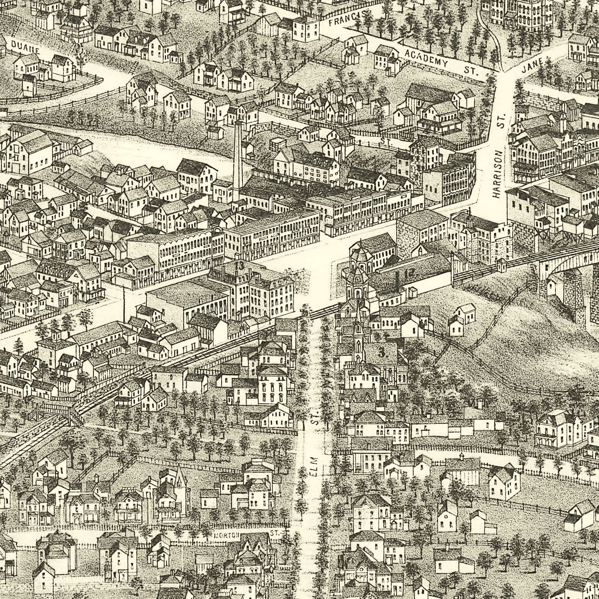 Restored historic details from the 1886 city map of Malone, New York