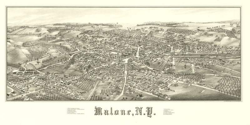 Size comparison using Vintage Map of Malone, New York 1886